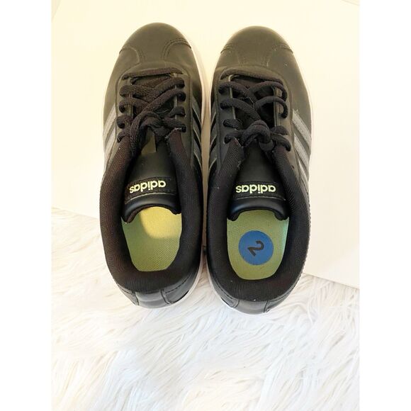 Adidas Kids VL Court 2.0 K Black White Sneakers F36381 Size 2 - Picture 1 of 6